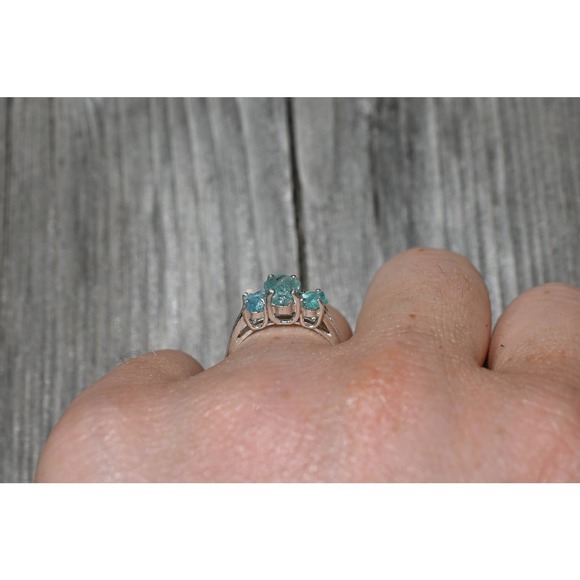 Rough oval aquamarine engagement ring size 3 4 5 6 7 8 9 10 11 12 - Picture 4 of 6